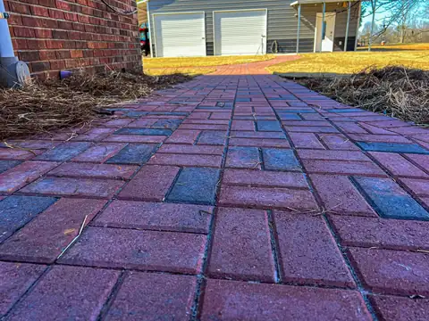 Close-up of the clay pavers